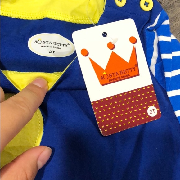 NWT BALLOON BIRD BLUE DRESS w/ HEADBAND - Picture 2 of 3